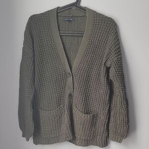 American Eagle Outfitters Cable Knit Dark Green Cardigan